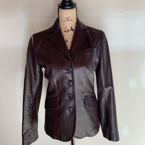 Ann Taylor brown leather blazer